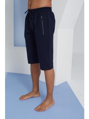 Kly 303B Battal Yan Fermuarlı Tek Kapri-Lacivert-5xl