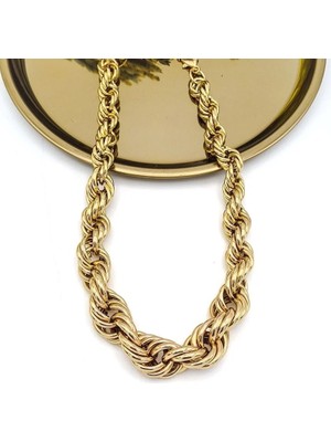 Merve Takı Özel Seri Vintage Kalın Burgu Gold Kolye (50CM)