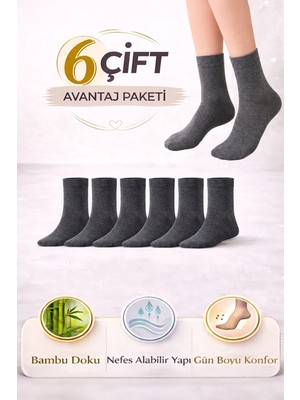 Bravie Kadın Bambu Soket Çorap 7028 6'lı Paket Füme