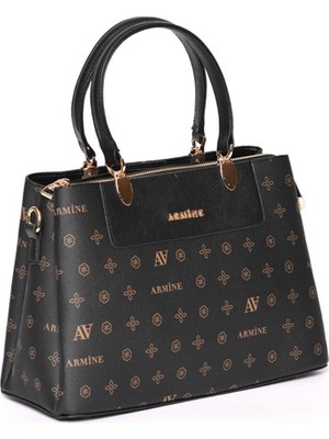 Armine Kadın Siyah Baskılı Çanta Renkli Materyal ile Şık Görünüm ve Ergonomik Tasarım