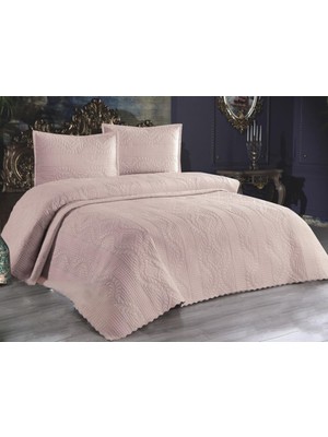 Çeyiz Diyarı Ultrasonik Kapitoneli Tek Kişilik Yatak Örtüsü Pudra Desenli Pamuk Kumaş 180 x 250 cm