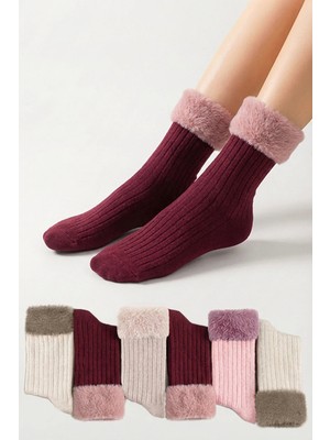 Bravie Konç Peluşlu Yumuşak Çorap 595 6 Adet Karma Paket