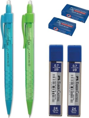 Faber Tri Click Versatil Kalem 0.7 mm 2 Adet Renkli Uç 2 Sınav Silgi ile Kullanıma Uygun