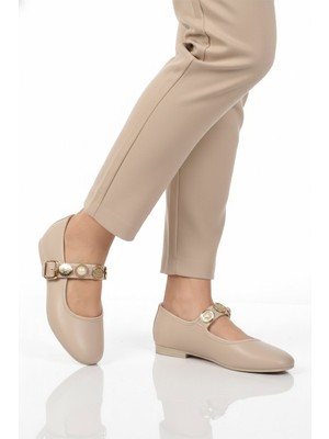 Ayakmod Bej Bantlı Kadın Hafif Casual Ayakkabı B-40 Z
