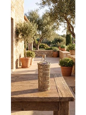 Dekoratif Çok Amaçlı Doğal El Yapımı Hasır Şişe Kılıfı Muhafaza