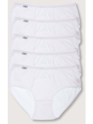 Tutku Kadın Beyaz Pamuklu Elastan Bato Külot 5'li Paket Düz Renk Rahat Tasarım