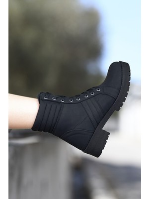 Riccon Mat Siyah Postal Kadın Bot 0012285 Suya Dayanıklı 1.sınıf Malzeme ile Rahat Kışlık