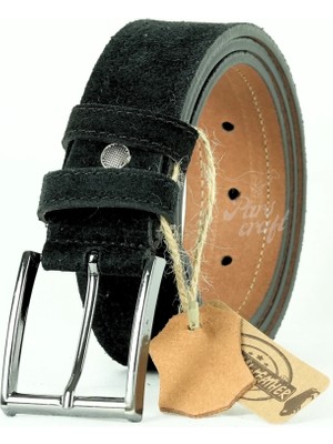 Partscraft Süet Deri Kemer Erkek 4 cm Siyah Premium Üretim Eskimez Deforme Olmaz