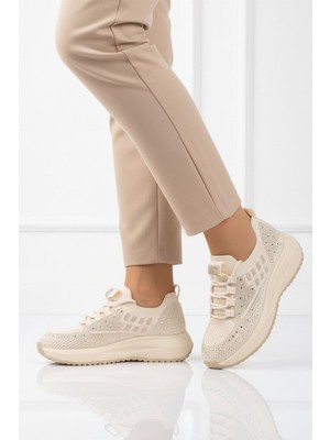 Guja Bej Anorak Hafif Taş Işlemeli Kadın Casual Ayakkabı 26Y301 G