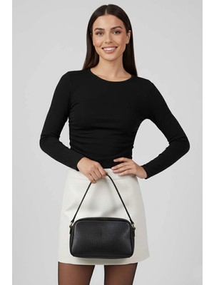 Yanı Büzgülü Bluz Siyah