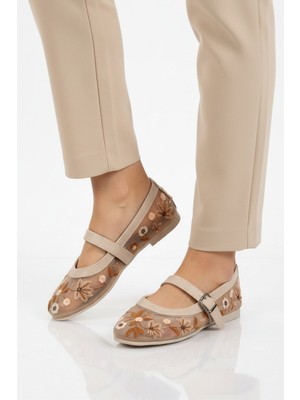 Ayakmod Bej Fileli Hafif Kadın Casual Ayakkabı B-52 Z