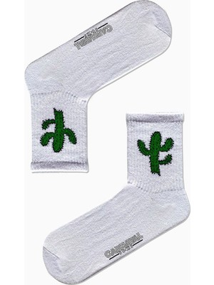 Carnaval Socks Yeşil Kaktüs Desenli Renkli Spor Çorap