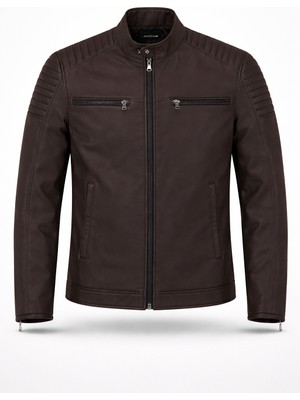 Mero Life Erkek Kahverengi Su ve Rüzgar Geçirmez Slim Fit Astarlı Mevsimlik Mont