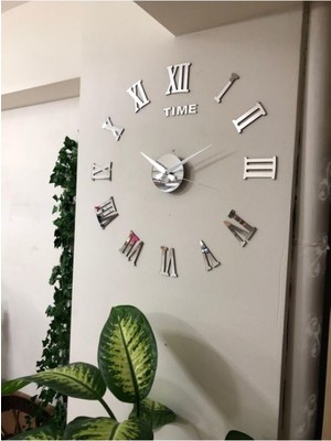 Büyük Otantik Metal Göbek 3D Romen Rakamlı Duvar Saati Sessiz Mekanizma Dekoratif Tasarım