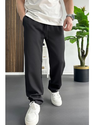 Edwox Erkek Rahat Kesim Düz Jogger Pantolon Siyah EDW468