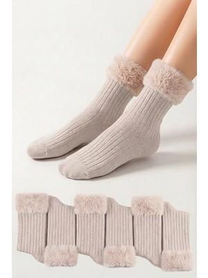Bravie Konç Peluşlu Yumuşak Çorap 595 6 Adet Vizon