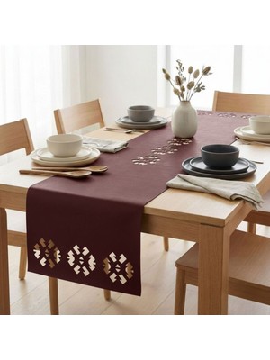 Grand Fine Art 4+1 Adet Deri Amerikan Servis+Runner Set (4 Amerikan Servis -1 Runner )