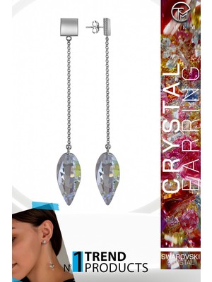 Swarovski Crystal Parlak Özel Kesim Gümüş Küpe