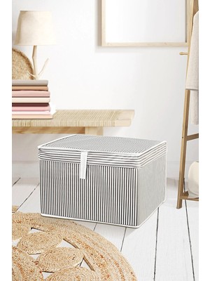 Meleni Home Çok Amaçlı Kapaklı Hurç Saklama Kutusu Organizer Mini 40 x 30 x 26 cm Gri