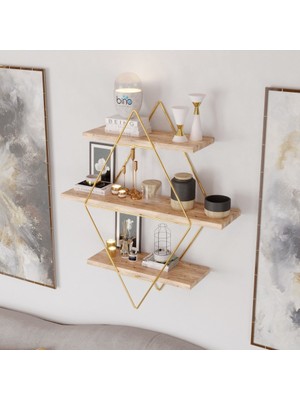 Bino Büyük Boy Prizma Masif Duvar Rafı Mutfak Kitaplık 60 cm Genişlik 70 cm Yükseklik Modern Tasarım