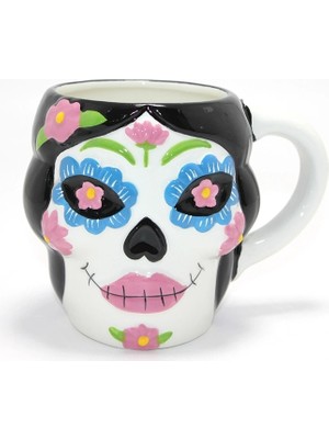 MiraLive Day Of The Dead Şeker Kurukafa Tasarımlı 3D Seramik Kupa Bardak ALK4893