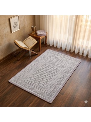 Miabella Home Seccade Diz Ağrıtmayan Kadife Kaymaz Taban Kabartmalı, Işlemeli, Özel Yumuşak Taban %100 Pamuk