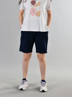 Duxa %100 Pamuk Keten Kumaştan Beli Lastikli ve Bağcıklı Kadın Rahat Kalıp Bol Kesim Günlük Ev Dış Spor Giyim Hambez Şort