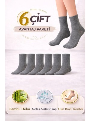 Bravie Kadın Bambu Soket Çorap 7028 6'lı Paket Gri