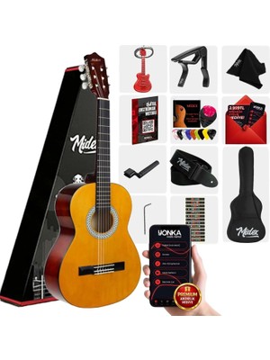 Midex CG-270M Doğal Renk Klasik Gitar 4/4 Yetişkin Boy Sap Ayarlı Full Set
