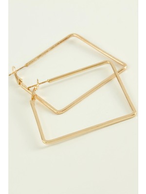 Pileli Store Kare Halka Küpe 4 cm