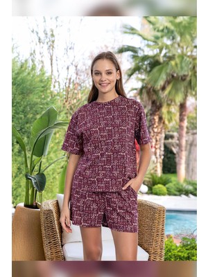 Aydoğan Kadın Mary Şortlu Cotton Vişne Pijama Takımı 0131