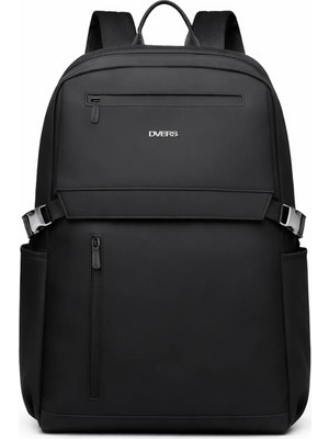 D'Vers Siyah 4 Bölmeli Su Itici Fermuar Özellikli Suni Deri Laptop Sırt Çantası