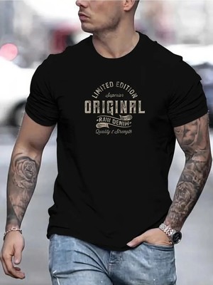 Unisex Oversize Baskılı Pamuklu Bisiklet Yaka Kısa Kollu Siyah T-Shirt Orginal