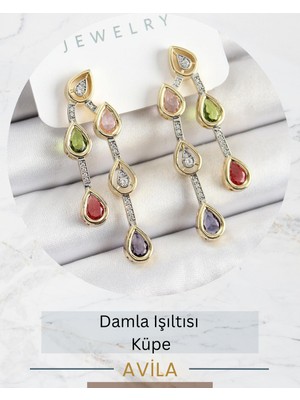 Çoklu Damla Işıltısı Tekli Küpe Kadın Küpe
