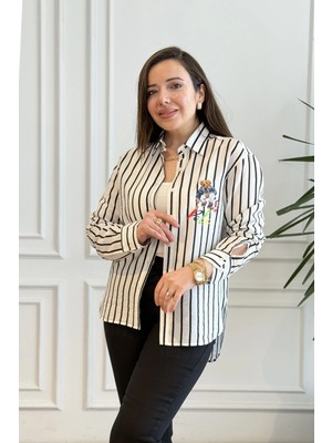 Çizgili Ayıcık Baskılı Gömlek