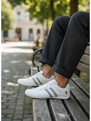 KAFKASLAR AYAKKABI Ince Taban Ortopedik Çizgi Detaylı Erkek Günlük Spor Sneaker Ayakkabı
