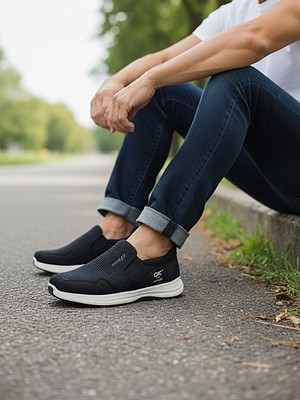 KAFKASLAR AYAKKABI Ortopedik Lastikli Triko Erkek Günlük Sneaker Spor Ayakkabı