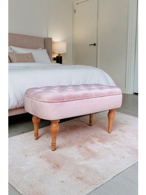 Visionario Dikdörtgen Kapitone Puf – Almira Ithal Kadife Babyface Kumaş Ahşap Ayaklı Modern Tasarım