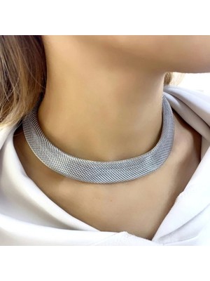 Merve Takı Çelik Hasır Silver Kolye