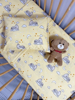 Ozz Baby %100 Pamuk Park Yatak Lastikli Bebek Çarşafı Seti (70X120X15)Yastık kılıfı & Beyaz iç astar (35x45)