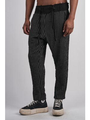 Ex-pent Relaxed Fit Cepli Siyah Dokuma Eşofman Altı-Pantolon