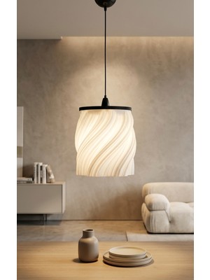 Blurix Modern Sarkıt Avize | Dalgalı Tasarım Tekli Tavan Aydınlatma (Salon & Yemek Odası)