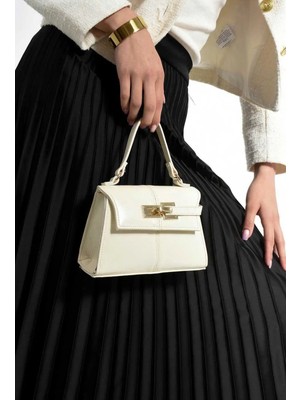 Özüm Çanta Kadın El Omuz Çapraz Uzun Askı Çanta Krem