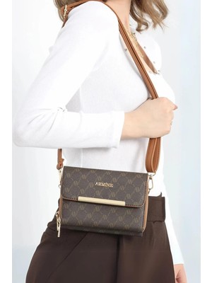 Armine 381 Kadın Çapraz Çanta-Kahve Noktalı-Standart