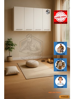 Mobilyanı Tasarla Tamamı Mdf Çok Amaçlı 4 Kapaklı Üst Dolap Mutfak / Banyo / Ofis