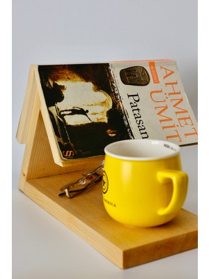 Woody Wood Design Mountain Serisi Ahşap Duvar Rafı – Çam Ağacı Dekoratif Kitap ve Kupa Rafı