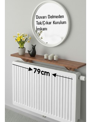 Feyza Design Çam Rengi Petek Üstü Duvara Monte Raf 79 cm
