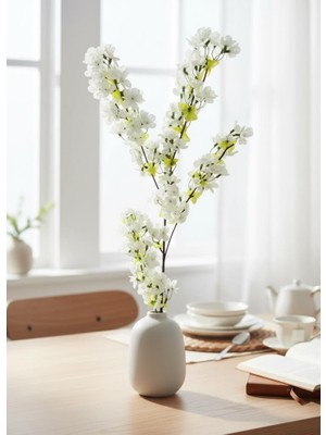 Nettenevime Yapay Çiçek Beyaz Bahardalı Japon Kiraz Çiçeği Erik Dalı 85*30CM Uzun Vazo Çiçeği