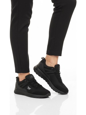 Walkway Siyah Fileli Hafif Bağcıklı Unisex Spor Ayakkabı 7001 Omina G