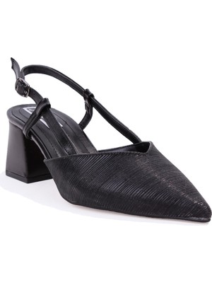 Dagoster DZA07-1296030 Siyah 6.5 cm Kalın Topuklu Klasik Kadın Ayakkabı